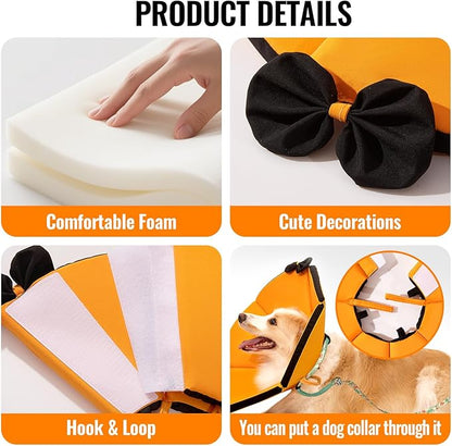 MAXFUT Soft Dog Cone Collar,Foam Cone for Dogs to Stop Licking After Surgery,Non Inflatable Dog Donut Cone (Orange, XS)