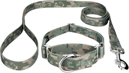 Country Brook Petz - Digital Camo Martingale Dog Collar and Leash Limited Edition - Camouflage Collection Featuring Rugged Designs (5/8 Inch, Small)