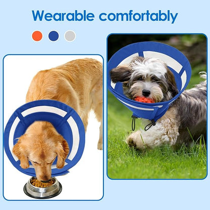 SAWMONG Soft Cone for Dogs – Small Dog Recovery Collar, Adjustable E-Collar to Stop Licking After Surgery (S, Blue)