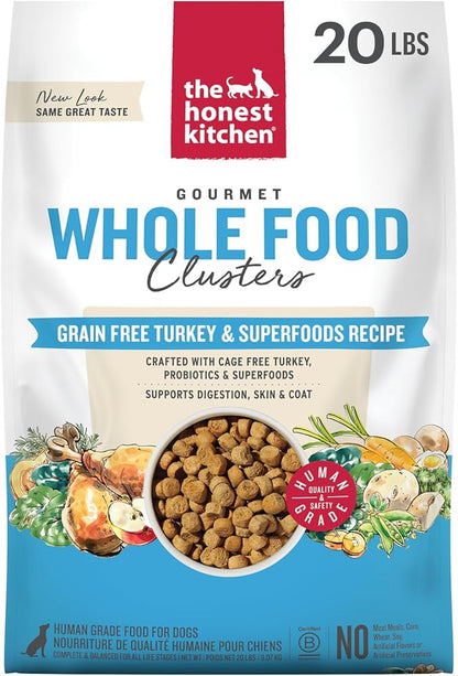 The Honest Kitchen Whole Food Clusters Grain Free Turkey Dry Dog Food, 20 lb Bag