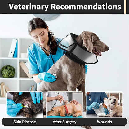 Allroaring Dog Cone Collar After Surgery, Soft Dog Cones for Large Dogs, Breathable Pet Elizabethan Collar Dogs Recovery Cone to Stop Licking Protective Wound Lightweight E-Collar, Black XL