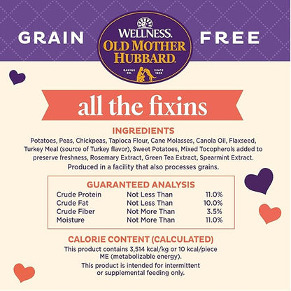 Old Mother Hubbard Wellness All the Fixins Dog Biscuits, Natural, Training Treats, Turkey & Sweet Potato Flavor, Mini Size (16 Ounce Bag) (Pack of 2)