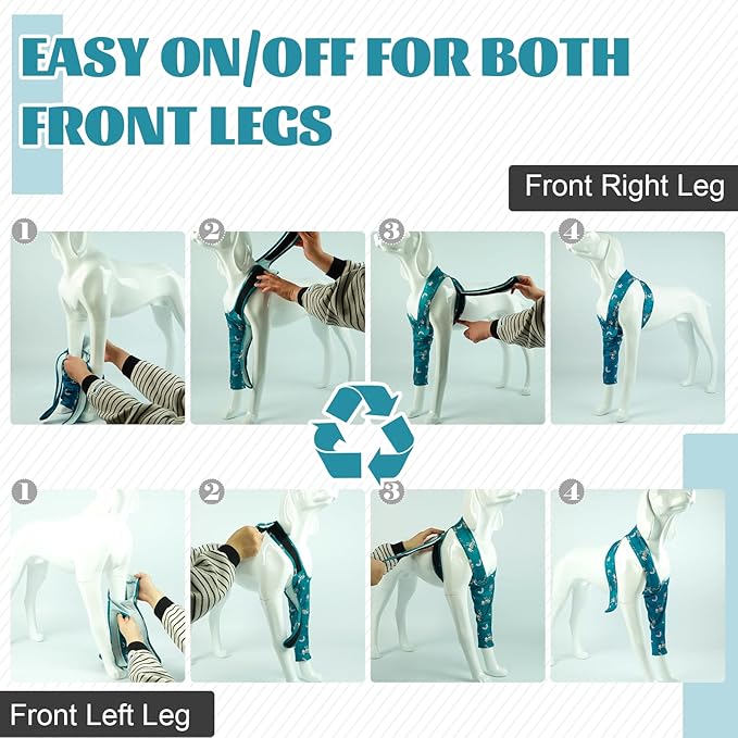 ROZKITCH Leg Sleeve for Dogs for Front Right Left Leg, Pet Prevent Licking Wound Elbow Protector, Dog Recovery Suit Cone Collar Alternative for Sprain ACL CCL Arthritis Joint Care Zebra M