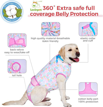 LovinPet Dog Onesie for Surgery Male - Dog Neuter Recovery Suit Male Female & Male Anti-Licking Protection Full Body Coverage for Anti-Shedding