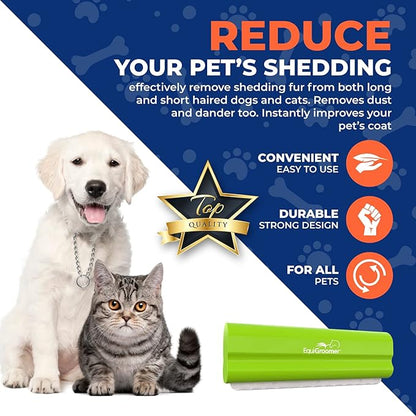 EasyGroomer Deshedding Brush for Dogs & Cats – Undercoat Grooming Tool for Short & Long Hair, Removes Loose Fur & Dirt, Reduces Shedding for Small & Large Pets, Lime