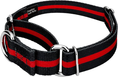 Country Brook Petz - Thin Red Line Martingale Dog Collar and Leash - Camouflage Collection Featuring Rugged Designs (5/8 Inch, Small)