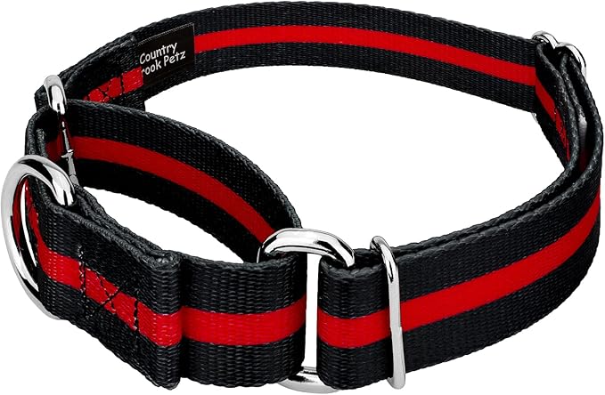 Country Brook Petz - Thin Red Line Martingale Dog Collar and Leash - Camouflage Collection Featuring Rugged Designs (1 Inch, Medium)