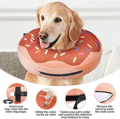 BEAUTYZOO Dog Cone Alternative After Surgery for Large Medium Small Dogs, Soft Inflatable Cone Collars for Dogs Cats, Neck Donut E Collar Dog Recovery Collar to Stop Licking, Chocolate Brown, M