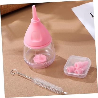 Mikikit Newborn Pet Feeding Bottle Kit Cat Milk Bottle Silicone Nipples Cleaning Brush