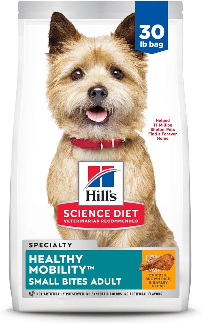 Hill's Science Diet Adult Healthy Mobility Small Bites Dry Dog Food, Chicken Meal, Brown Rice, & Barley, 30 lb. Bag