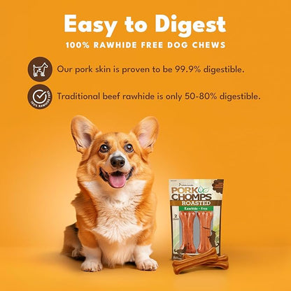 Pork Chomps Roasted Pressed Pork Skin Dog Chews, 4.5-inch Bone, 2 Count
