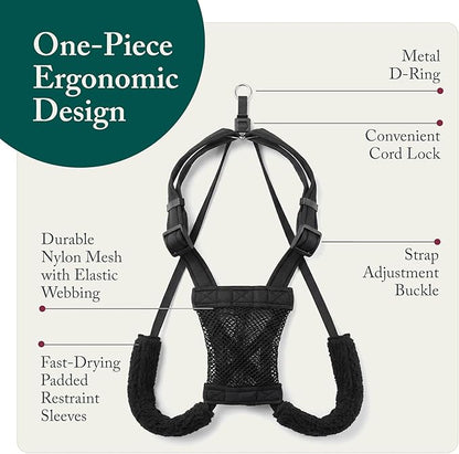 Sporn No Pull Dog Harness, Durable Nylon Mesh Harness for Small Dogs, No Choke Design, Padded Restraint Sleeves, Adjustable Fit, Easy On/Off, XS for Extra Small Breeds, Black