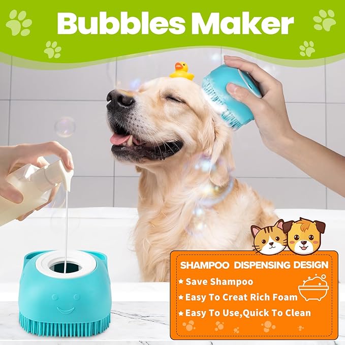 Comotech 3PCS Dog Bath Brush | Dog Shampoo Brush |Scrubber for Bath | Grooming/Washing Brush Scrubber (Blue Blue Green)