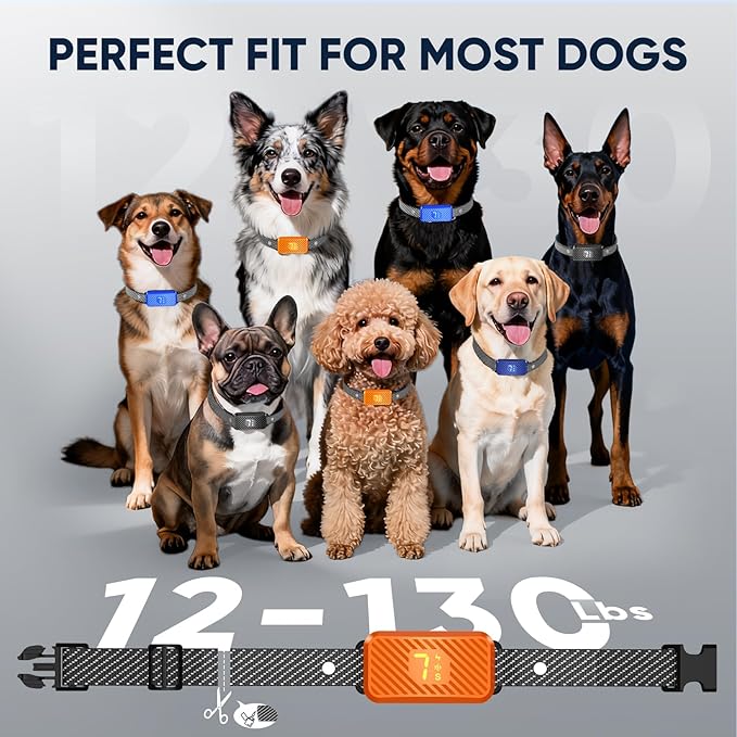 Dog Bark Collar for Large Medium Small Dogs, Effective No-Bark Collar, Smart Barking Collar, Rechargeable Bark Collar with 7-Level Sensitivity, 3 B & V Modes, Waterproof, Neon Orange