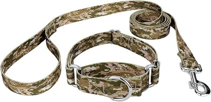 Country Brook Petz - Desert Viper Camo Martingale Dog Collar and Leash - Camouflage Collection Featuring Rugged Designs (5/8 Inch, Small)