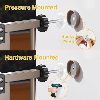 InnoTruth 29.5–40.75" Baby Gate for Stairs, 28" Tall Dog Gates for Doorways & Hallways, Safety Gate for Kids & Pets, Pressure-Mounted Walk-Through with Dual Lock & 2-Way Swing, Brown