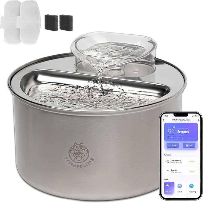 Replacement Filters for TK-WF119L Smart Stainless Steel Cat Water Fountain with WI-FI App Control, 3.5L/118oz Ultra-Quiet Pet Fountain Replacement Filters, Set of 6 Filters & 6 Sponges