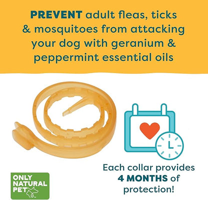 Only Natural Pet EasyDefense Flea & Tick Dog Collar - Canine Flea Control Collars - One Size Fits All - Pet Care That Protects up to 4 Months - for Dogs (Single Collar)
