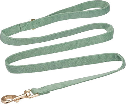 Soft Cotton Dog Leash, 5 Ft Heavy Duty Corduroy Dog Leashes with Gold Metal Hook for Small Medium Large Dogs,Small,Grass Green