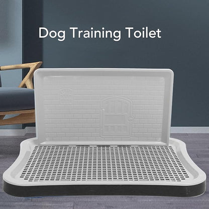 Puppy Potty Training Tray,Portable Puppy Mesh Training Potty Dog Training Toilet with Wall Column Removable Pee Pad Tray for Large Small Medium Pets (Black)