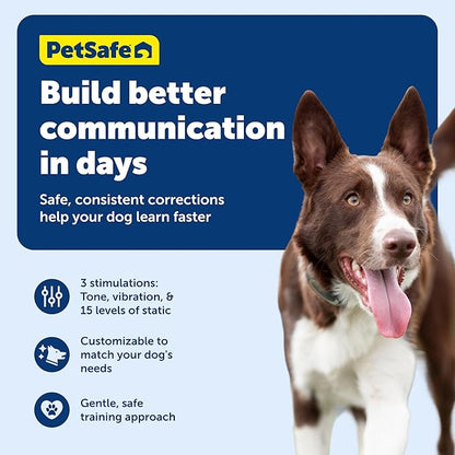 PetSafe Remote Trainer Dog Training Collar - 3 Training Modes: Tone, Vibration, 15 Levels of Static Stimulation, Standard for Dogs Over 8lb+ - Waterproof, Durable, Rechargeable - 100 Yards (300 Feet)
