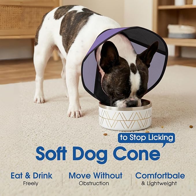 Cone for Dogs to Stop Licking - Soft Dog Cone with Double-Layer Design, Small Dog Cones Collar Alternative, Adjustable Pet Recovery Collar for Dogs After Surgery, Black S
