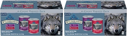 Blue Buffalo Wilderness High Protein Beef and Chicken & Salmon and Chicken Wet Dog Food Variety Pack for Adult Dogs,Grain-Free,12.5 oz Cans,(Pack of 12)