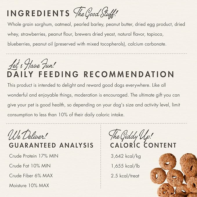 Fromm Crunchy Os Peanut Butter Jammers Dog Treats - Premium Crunchy Dog Treats - Peanut Butter Recipe - Pack of (3) 6 oz Bags