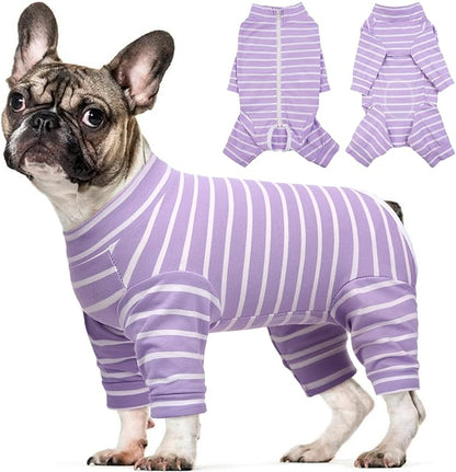 Kuoser Recovery Suit for Medium Dogs After Surgery, Long Sleeve Dog Surgery Recovery Suit, Dog Onesie for Abdominal Wounds Skin Disease, Purple M