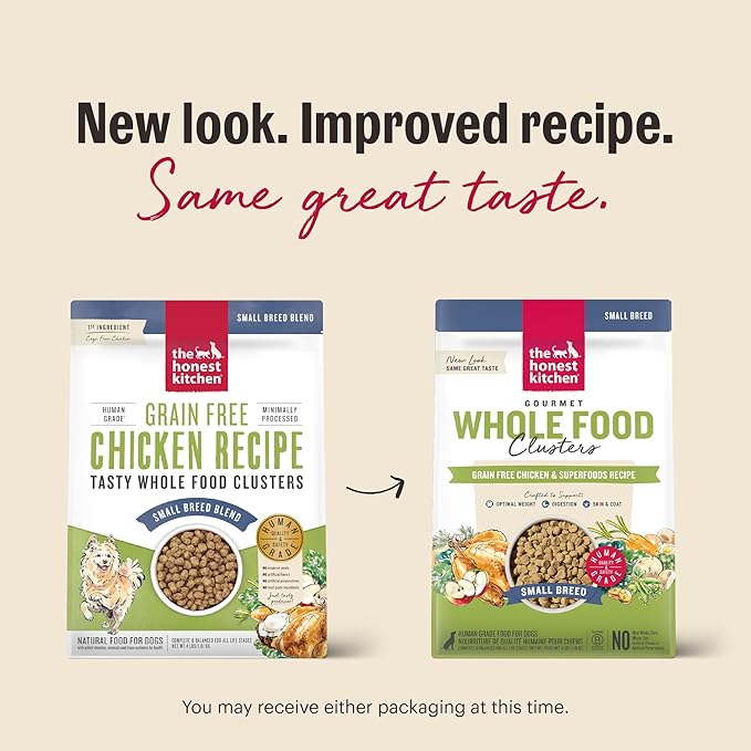 The Honest Kitchen Whole Food Clusters Small Breed Grain Free Chicken Dry Dog Food, 1 lb Trial Pouch