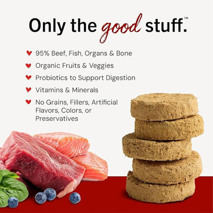 Stella & Chewy's Freeze-Dried Raw Dinner Patties - Surf 'N Turf Salmon & Beef Recipe - High Protein Grain-Free Puppy-& Dog Food - Perfect for Picky Eaters - 25 oz,(Pack of 2)