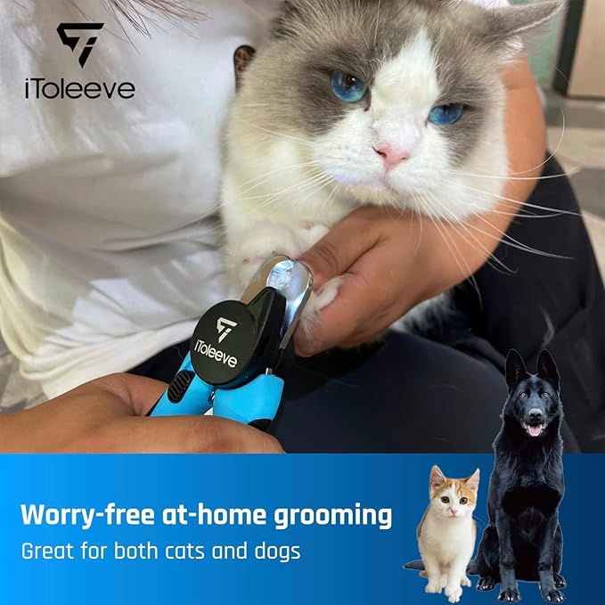 iToleeve LED Dog Nail Clipper with Light, Illuminates Nails or Bloodline for Safe and Easy Trimmers, Extra Sharp for Thick Nails, Quick Sensor, Avoid Over Cutting Toenail, for Cats & Dogs
