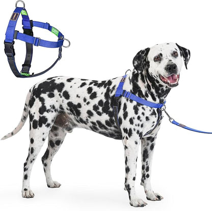 Freedom No Pull Dog Harness for Large Dogs, Front Clip, Easy Walker, Anti Pull with Two Stainless D-Rings, Comfortable, Sewn-in Instructions Tags for Easy Use (Blue, XXL)