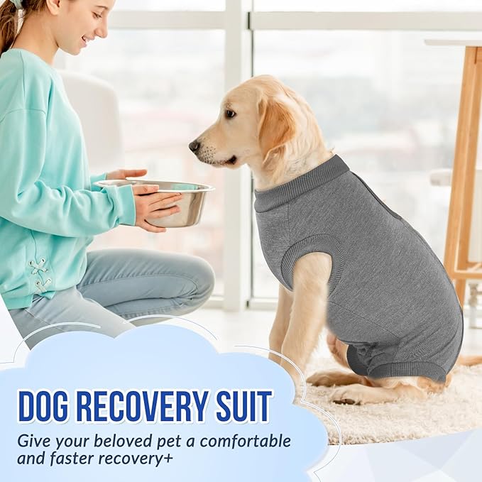 SlowTon Dog Surgery Recovery Suit - Soft Recovery Suit for Dogs Female Male, Dog Onesie for Surgery Female After Spay Prevent Licking, Neuter Suit for Male Dogs Surgical Recovery (Grey,XL)