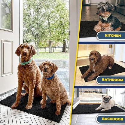 Muddy Mat® | Super Absorbent Door Mat Indoor, Microfiber Quick Dry Chenille Entryway Rug, Non-Slip Front Door Mat, Indoor Mats for Entryway, Machine Washable Pet Rug, Black XXXL 72"X48"