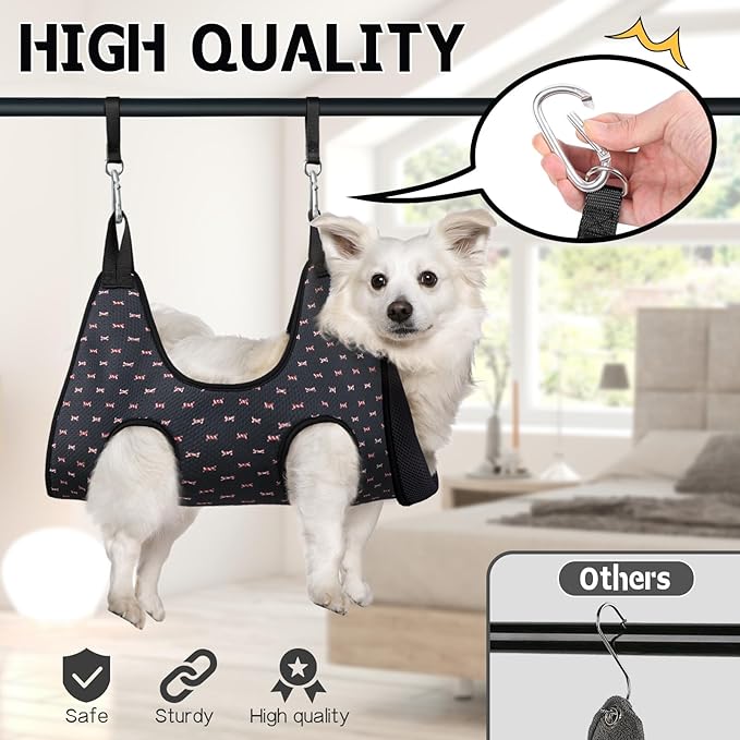 Supet Dog Grooming Hammock Harness for Dogs Cats, Relaxation Pet Nail Clipper Hammock, Restraint Dog & Large Animal Leashes Sling for Groomingk for Nail Trimming (Black Currant, XL)