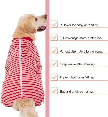 Yeapeeto Dog Onesie Surgery Recovery Suit for Large Medium Bodysuit Dogs Pajamas PJS Full Body for Shedding, Prevent Licking, Wound Protection, Cone Alternative… (Red Pink, 6X-Large (Pack of 1))