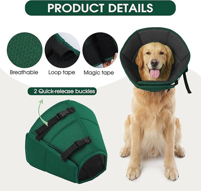 Dog Cone Collar After Surgery for Medium Dogs, Adjustable Soft Recovery Cone for Dogs to Stop Licking Biting, Comfortable Pet Elizabethan Alternative for Wound Healing