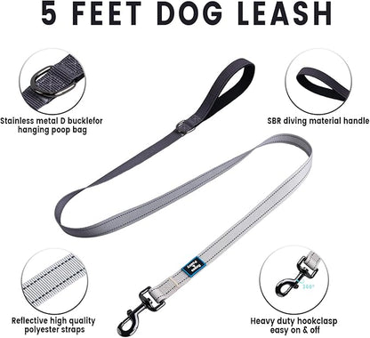 Roses&Poetry Puppy Dog Harness and Leash Set, No Pull Dog Harness Adjustable Reflective, Dog Halter Harnesses Comfort Padded Handle, Pet Harness for Training Outdoor Walking（BlackGray-S