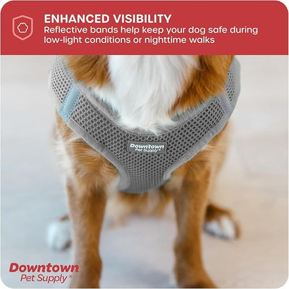 Downtown Pet Supply Step in Dog Harness No Pull, X-Large, Light Gray - Adjustable Harness with Padded Mesh Fabric and Reflective Trim - Buckle Strap Harness for Dogs