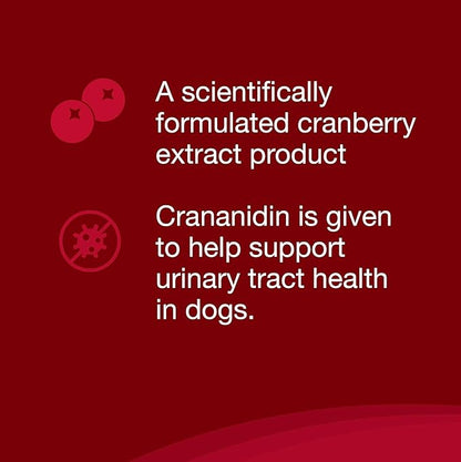 Nutramax Crananidin for Dogs, Urinary Tract Health and Bladder Health Support, Cranberry Supplement for Dogs of all Breeds and Sizes, Chewable Tablets, 75 Count