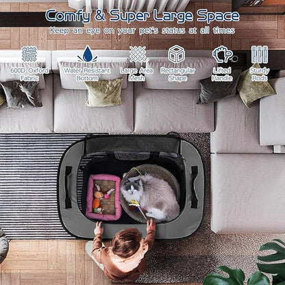 40x32x24 Inches Dog Playpen,Pet Playpen,Foldable Puppy Cat Playpen,Portable Exercise Kennel Tent Crate,Water-Resistant Breathable Shade Cover,Indoor Outdoor Travel Camping Use for Small Animals(L)