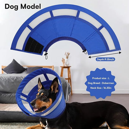ASENKU Dog Cone Collar, Soft Adjustable Cone for Dogs to Stop Licking, Lightweight Recovery Dog Cone After Surgery, Pet E-Collar for Small, Medium & Large Dogs,(Blue L)