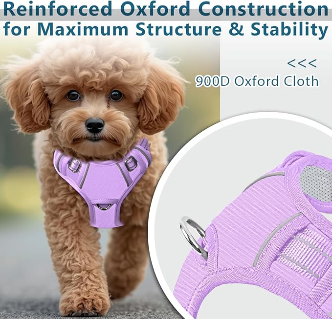 BARKBAY Dog Harness No Pull Oxford with ID Tag Pocket - Heavy Duty, Reflective, Easy Control for Large Dogs(Violet Purple Oxford,S)