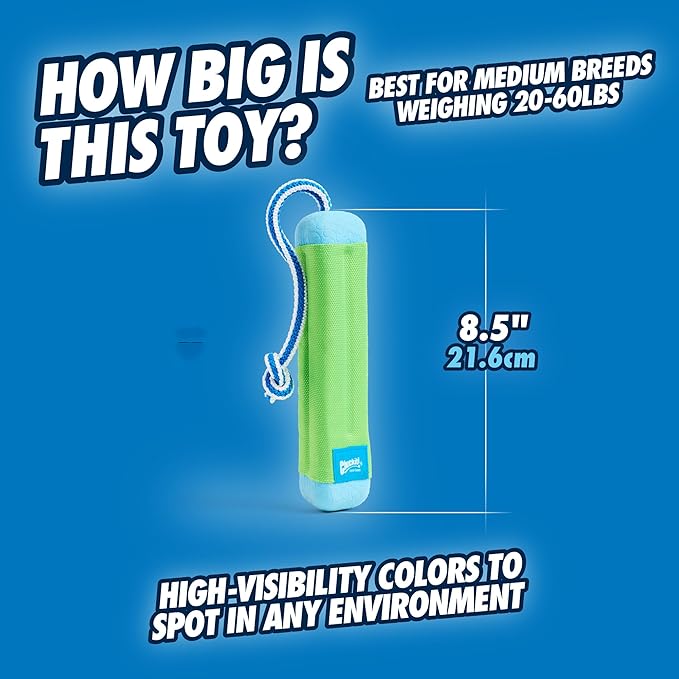 Chuckit! Amphibious Bumper Floating Fetch Dog Toy For Waterplay, Small For Dogs Up To 60 lb, 1.62"L x 8.5” H x 3.5" W, Assorted