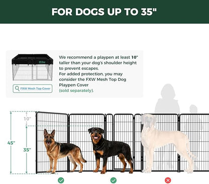 FXW Homeplus Unleashed Indoor Dog Playpen - Stress-Free and Safe Play, Heavy Duty 45 Inch 32 Panels Dog Pen for Large Dogs, Black│Patented