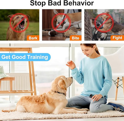 Dog Bark Deterrent Devices Anti Barking Device for Dogs Ultrasonic Bark Stopper Portable Dog Training Tool Indoor Outdoor Up to 50ft Correct Bad Behavior of Own or Neighbor's Dog (Black)