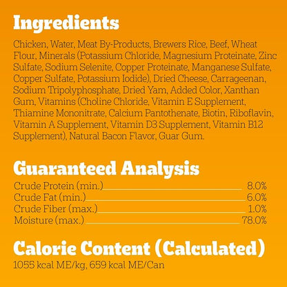 Pedigree Chopped Ground Dinner Adult Soft Wet Dog Food Bacon & Cheese Dinner, Canned Dog Food, 22 oz. Cans, 12 Count
