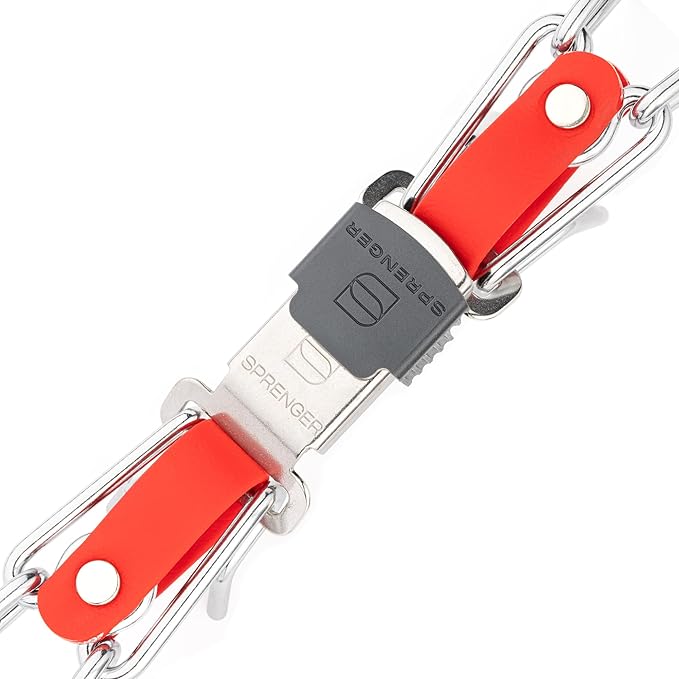 Herm Sprenger Chrome Plated Steel Dog Collar with Quick Release ClicLock Buckle and Biothane Insert Training Collar for Dogs Made in Germany (Cherry Red, 25in x 4.0mm(Neck Size up to21-22in))