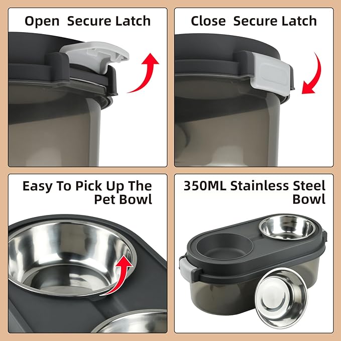 2 in 1 Elevated Dog Bowls with Pet Toys Storage Container, Basic Dog Bowls with Pet Food Storage Box
